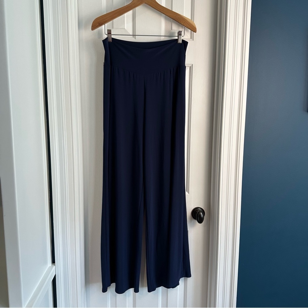 Clara Sun Woo Women's Navy Long Palazzo Wide Leg Pants EUC